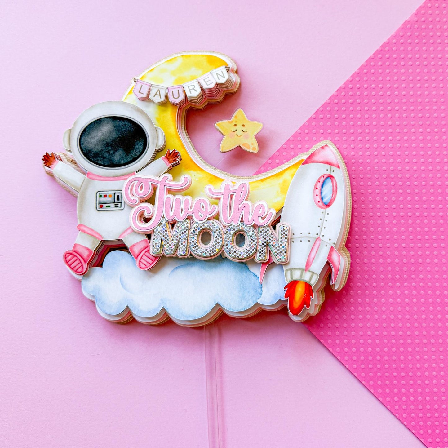 Two the Moon Custom 3D Cake Topper