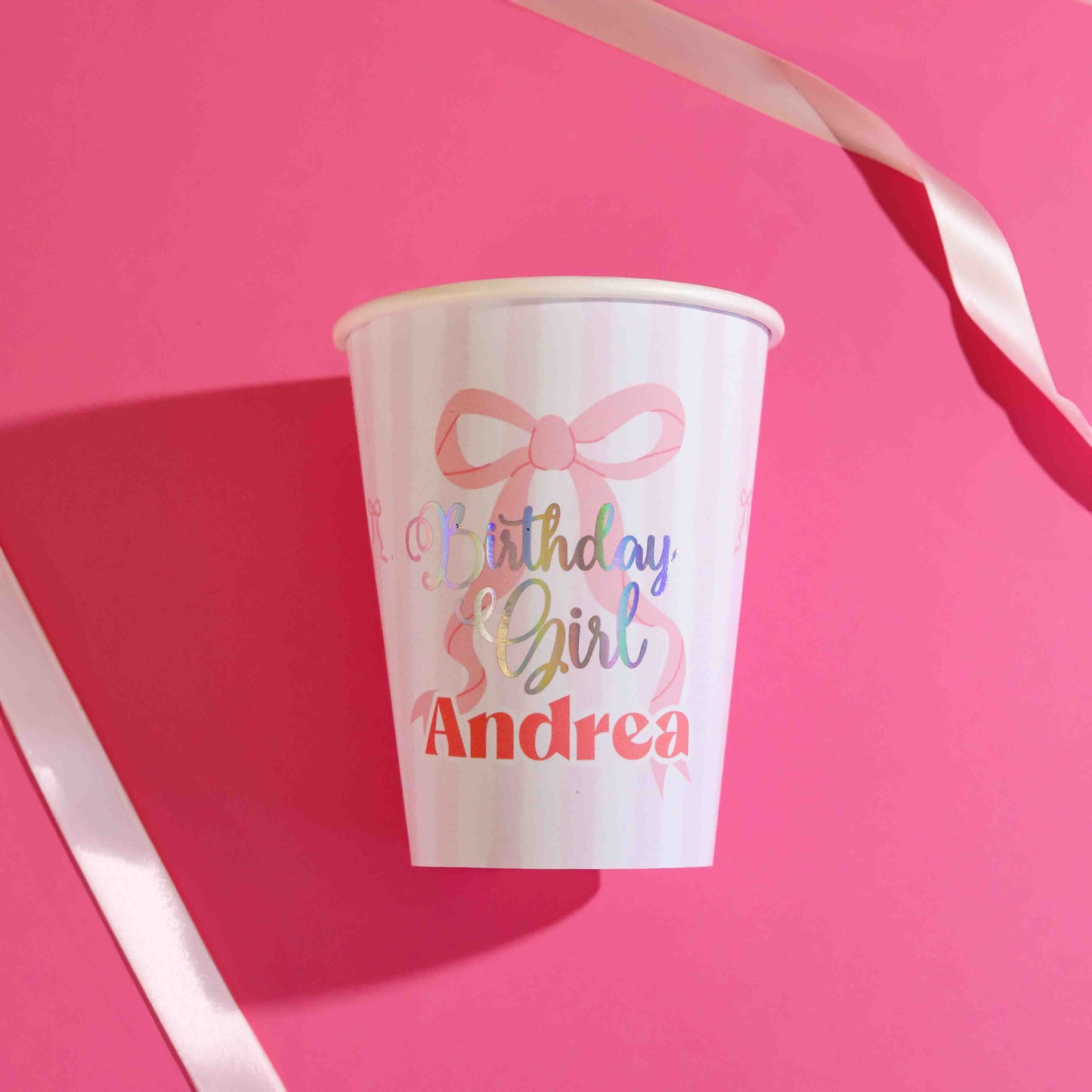 Pink Bows Custom Name Party Cups