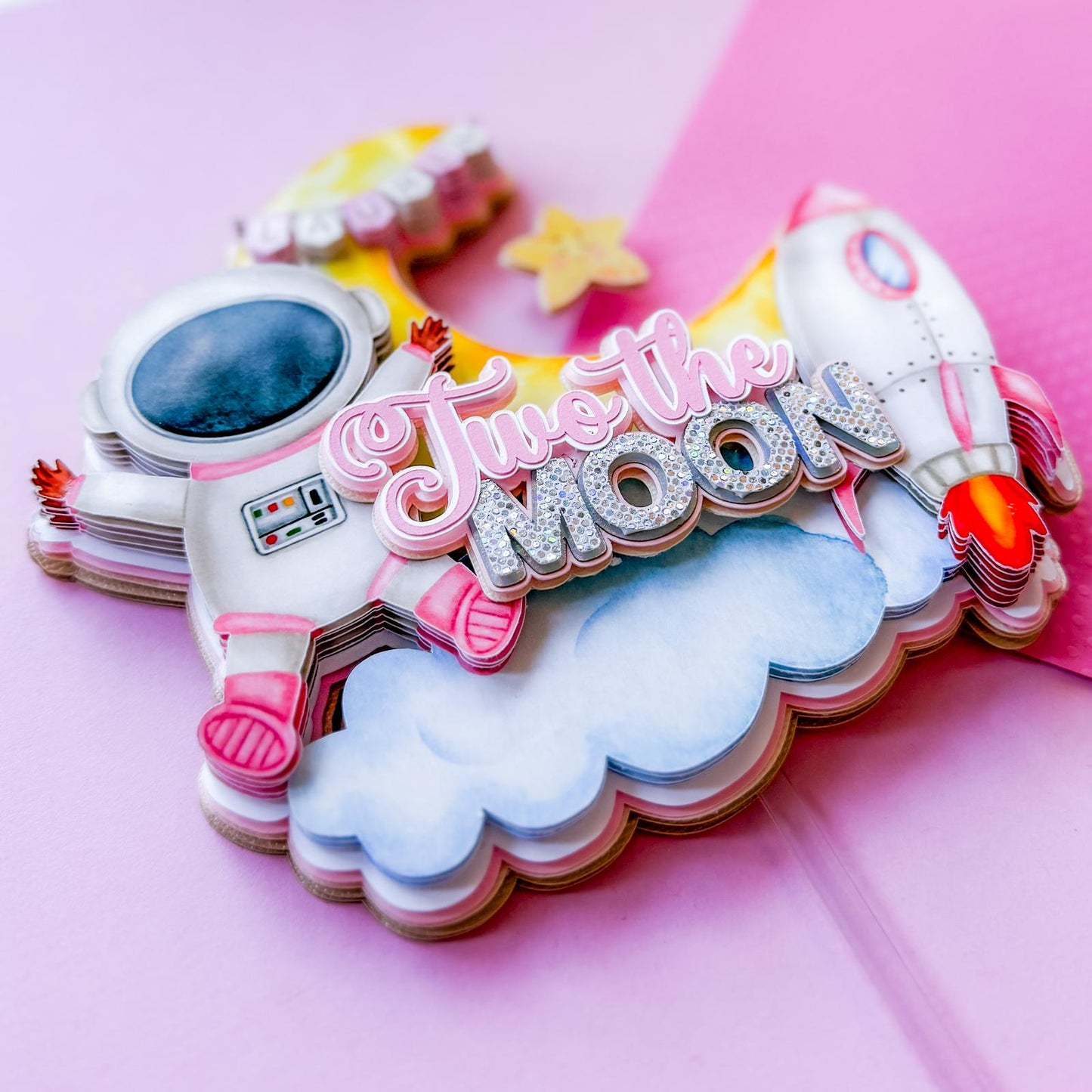 Two the Moon Custom 3D Cake Topper