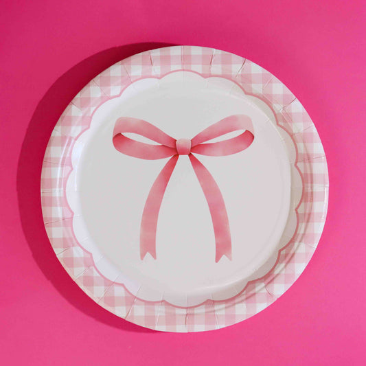 Pink Bow Party Large Paper Plates