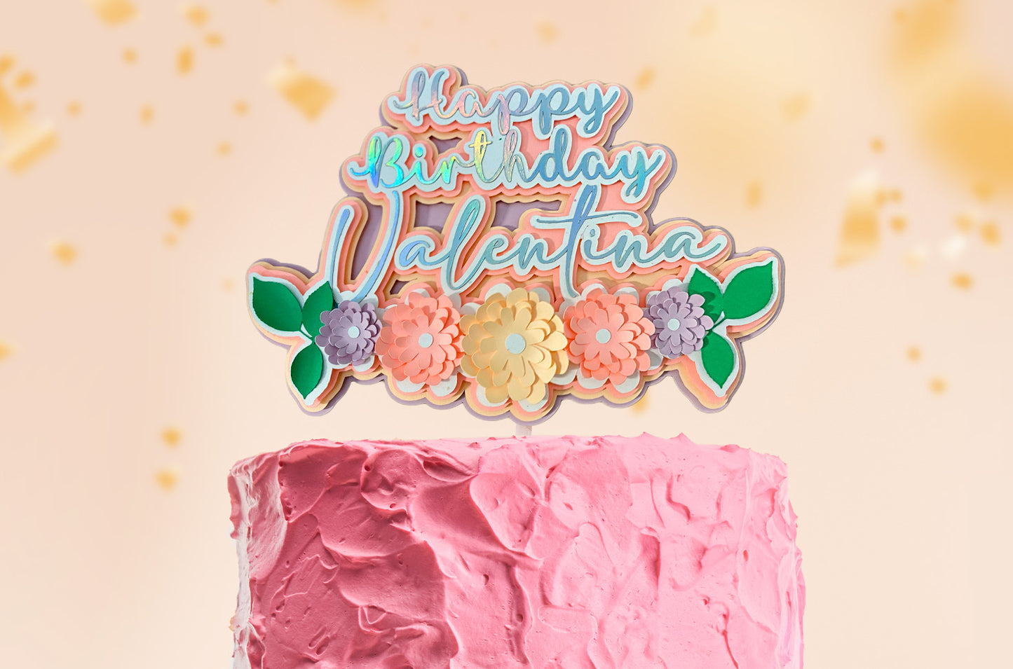 Flowers Custom 3D Cake Topper